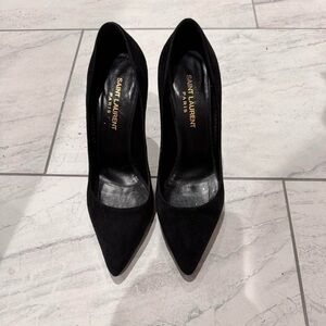 Saint Laurent Black Suede Pointed Pumps